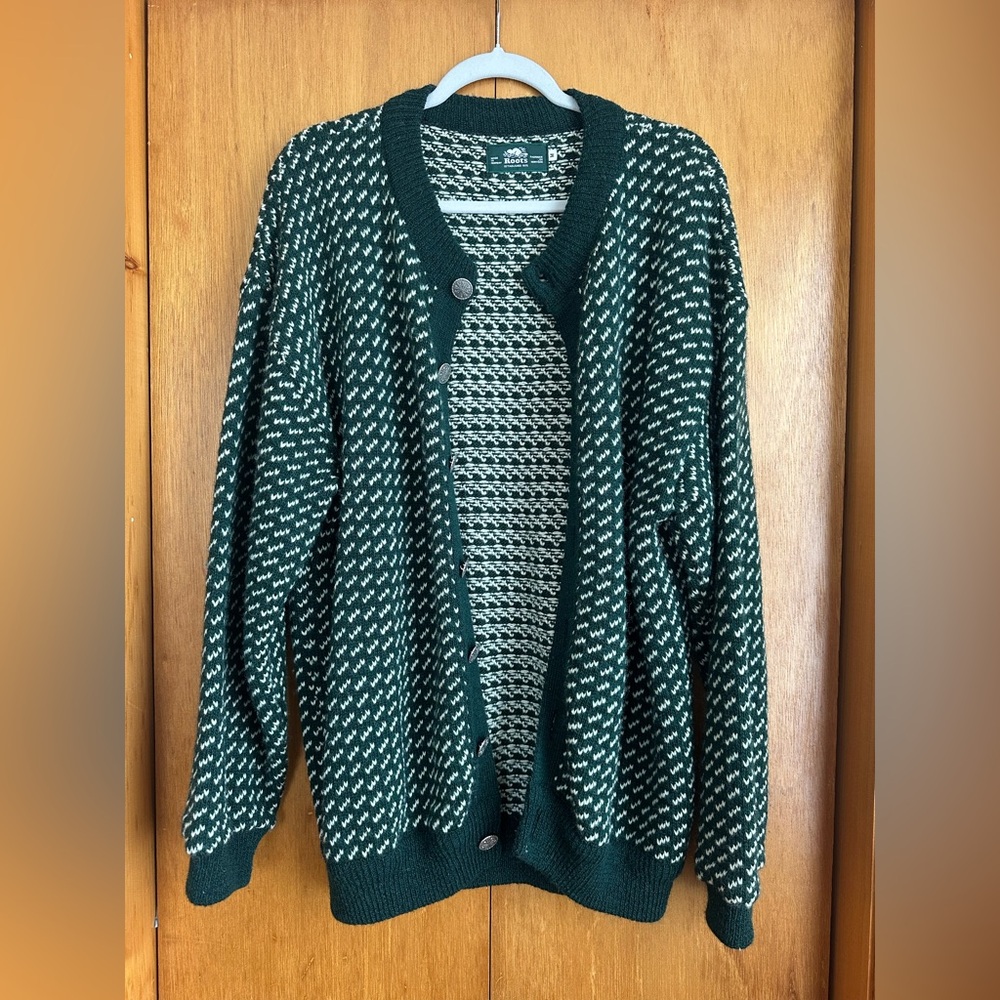 Men’s Roots Cardigan - Nordic Birdseye Wool Sweater - Made In Norway - Size M